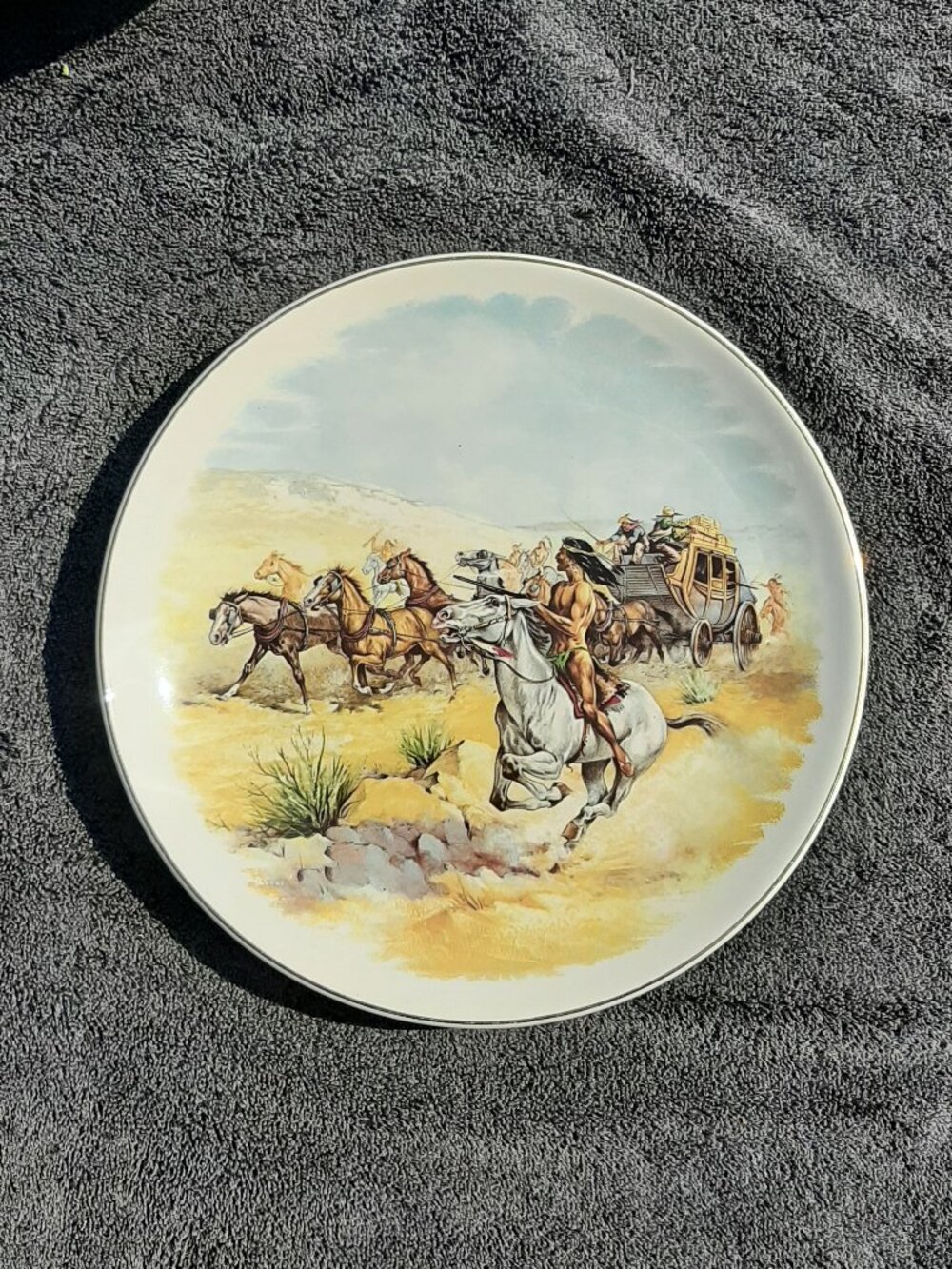 Lord Nelson Pottery Western Scene Stagecoach Horses and Native Americans Plate